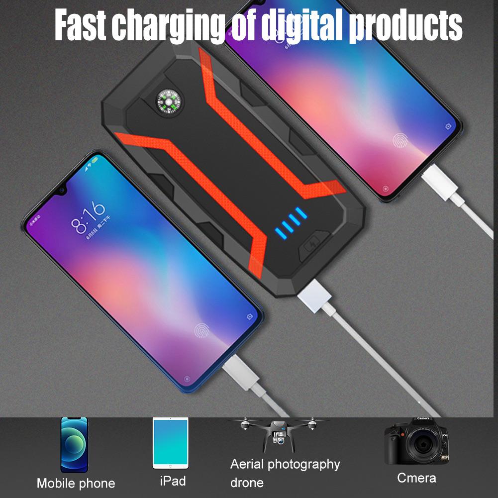 Multi-Function 12V Lithium Polymer 22200mAh 1000A Peak Current Car Jump Starter Booster Pack with USB & Emergency Lighting