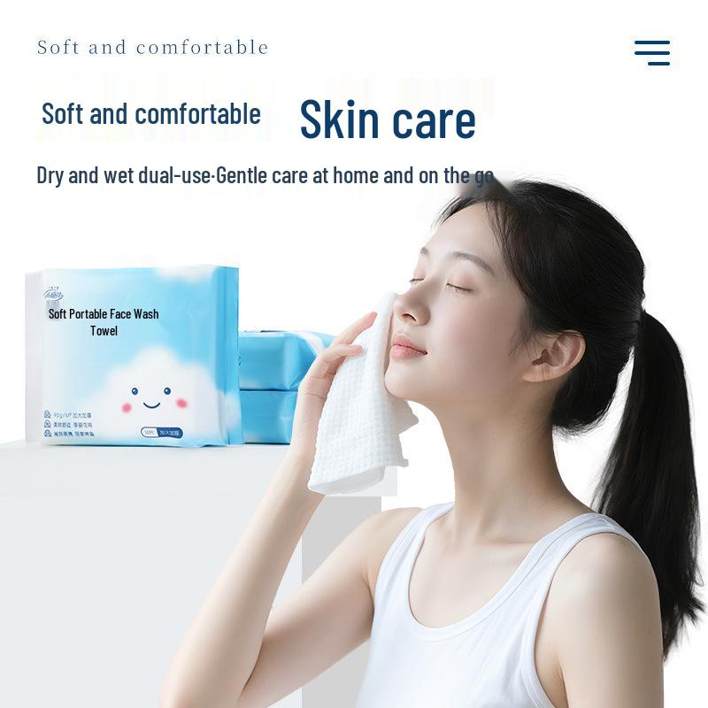 Compact Pure Cotton Facial Cleansing Wipes - Travel Size, Soft, Thickened, Disposable Towels