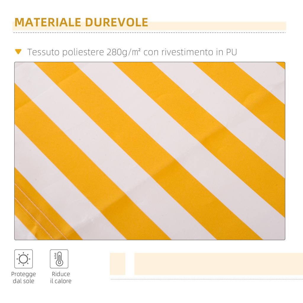 Manual Retractable Awning 295 x 245 cm Outdoor Terrace Awning with Crank, Adjustable Angle 45 degrees-85 degrees