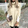 Women's Lazy Loose Long-sleeved High-neck Color Knitted Shawl Sweater
