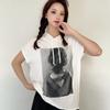 Mid-Length Beauty Print Hooded Tshirts Summer women's Modal Hoodies Casual Tee Tops short sleeves Solid color All match