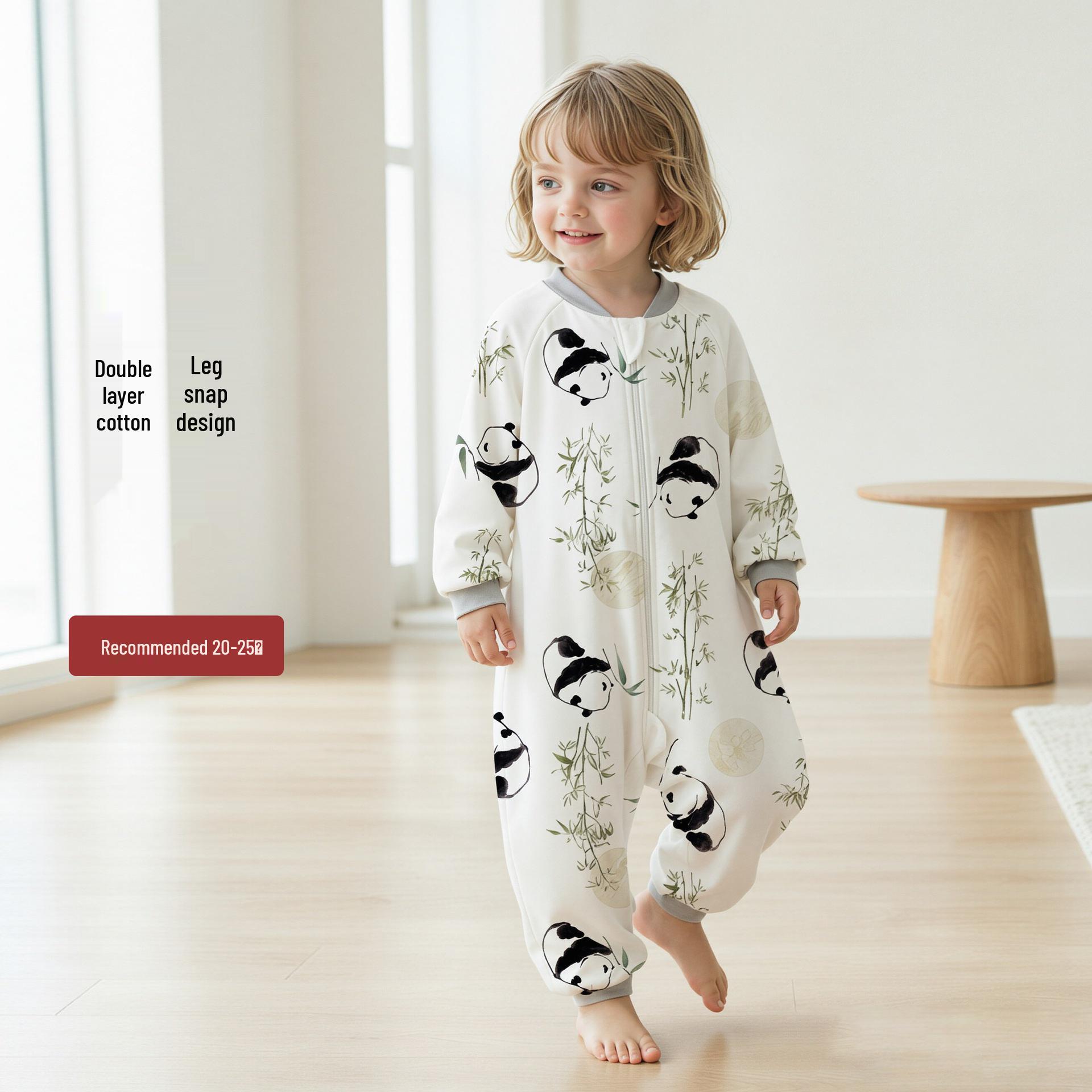 Ganzjahres-Schlafsack aus reiner Baumwolle für Babys mit geteilten Beinen - Trittfest und universell passend für Frühling und Herbst. S (90 cm) - 70-85 cm height beige