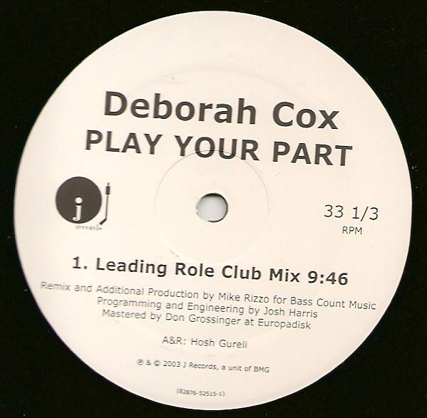 

12inch Record DEBORAH COX Play Your Part 8287652515 J Records 2003 US Dance Electronica Used