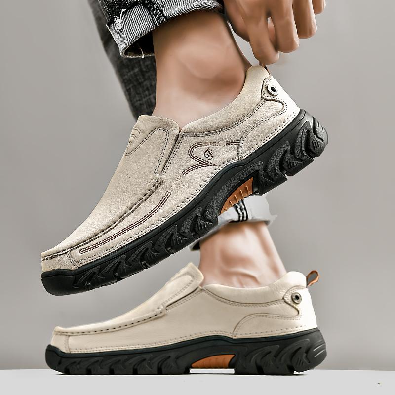 Spring Autumn Men'S Shoes Slip On Genuine Leather Sewing Outdoor Casual Fashion Loafers Men Loafers High Quality Platform Shoes