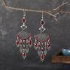 1 Pair Dangle Earrings Bohemian Retro Ethnic Style Long Tassel All-match Decoration Faux Crystal Women Hollow Fan-shaped Drop Earrings