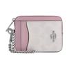 Logo Print Design Coated Canvas Mini Card Holder Women Accessories White Pink CW883-SVY2M