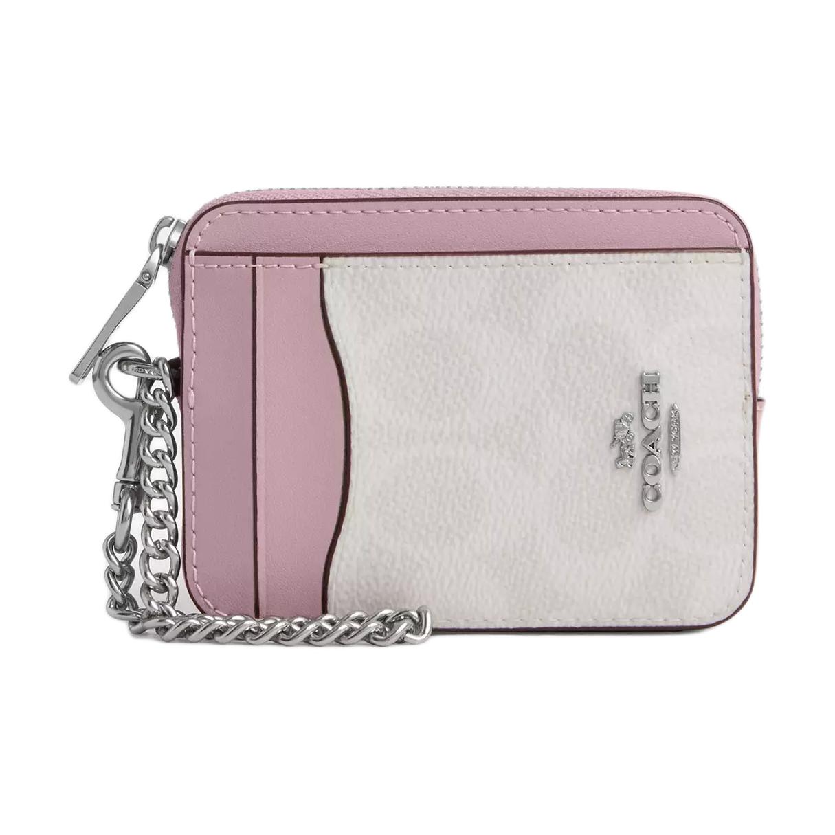 

Coach Logo Print Design Coated Canvas Mini Card Holder Women accessories White Pink CW883-SVY2M White & Pink