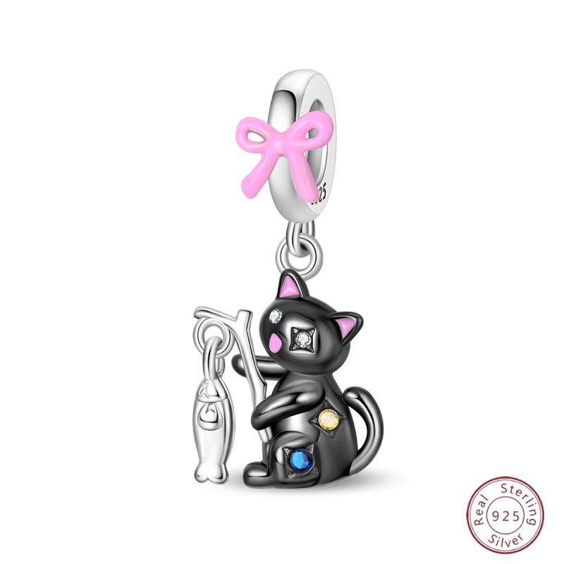 Copper Firefly Cute Cats And Dogs Beaded Pendant Suitable For Original Charms Bracelet Diy Exquisite Women Jewelry