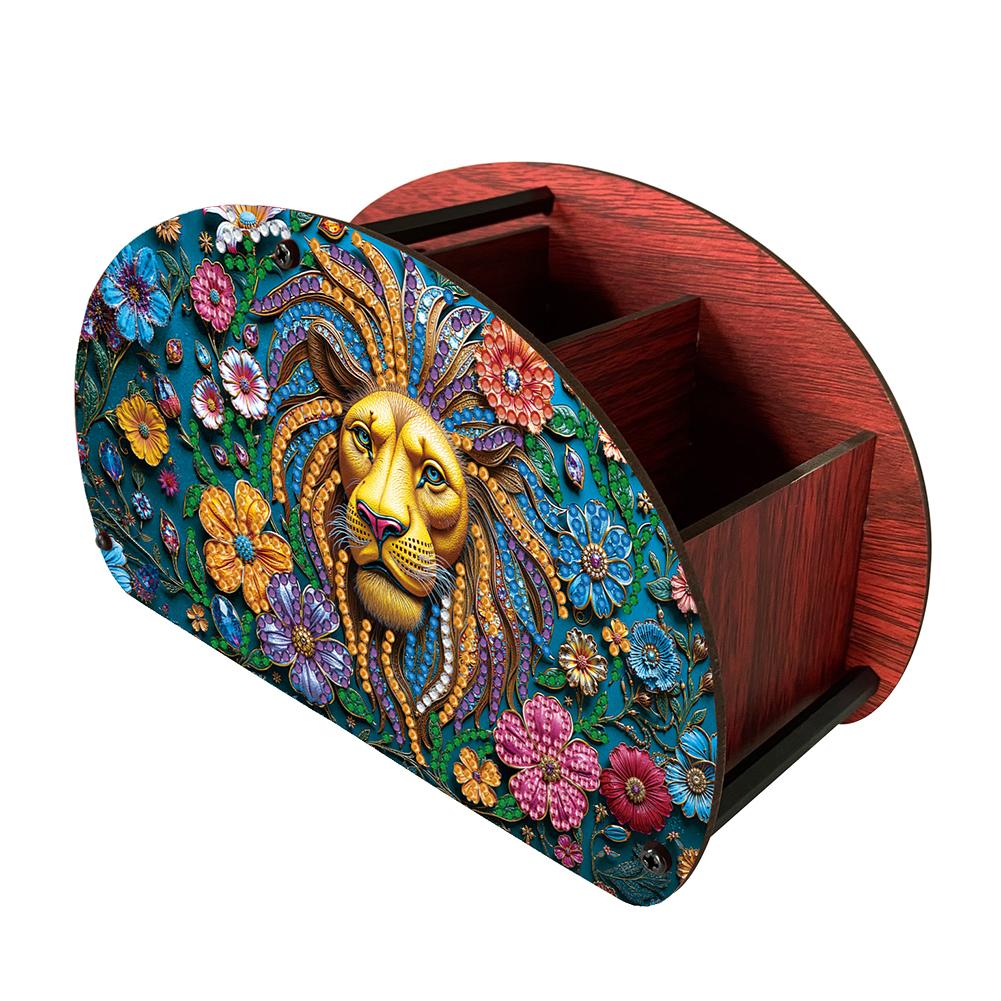 DIY Wooden Diamond Painting Storage Cosmetic Tool Holder Animal Pattern Diamond Painting Art Kit Organizer Box Desk Accessories
