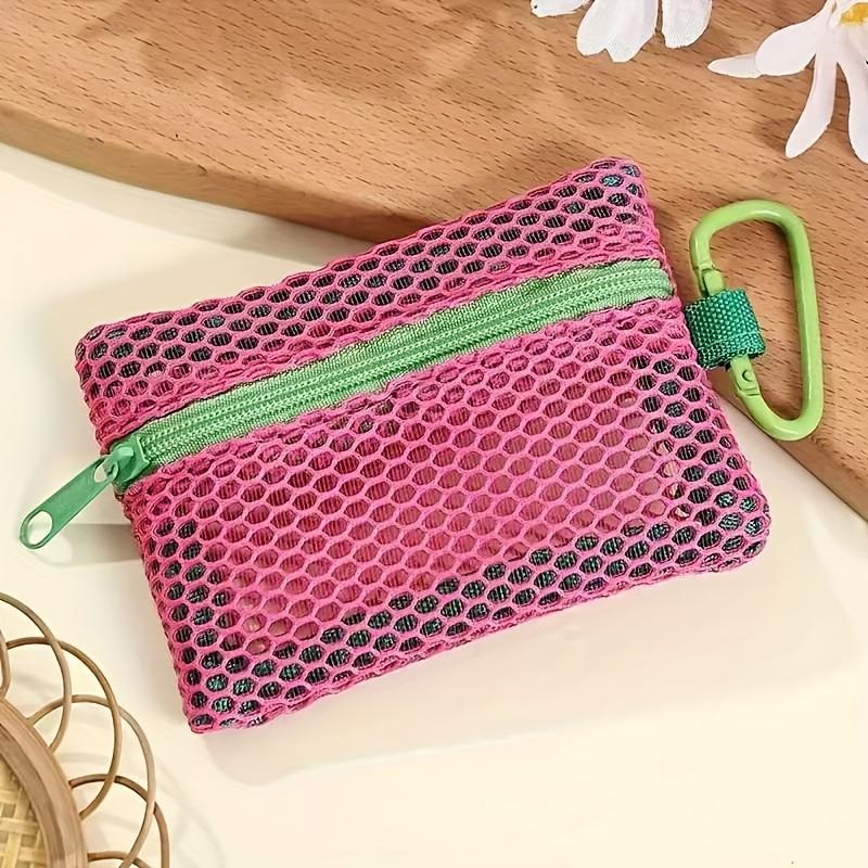 1pc Mini Mesh Zipper Bag Makeup Pouch Available In Multiple Colors, Coin Purse, Small Bag for And Keys, Card Holder, Portable Coin Pouch