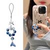Trendy Fish Tail Phone Charm with Bowknot Pendant Handmade Beaded Keychain Ornament Backpack Accessory for Daily Use