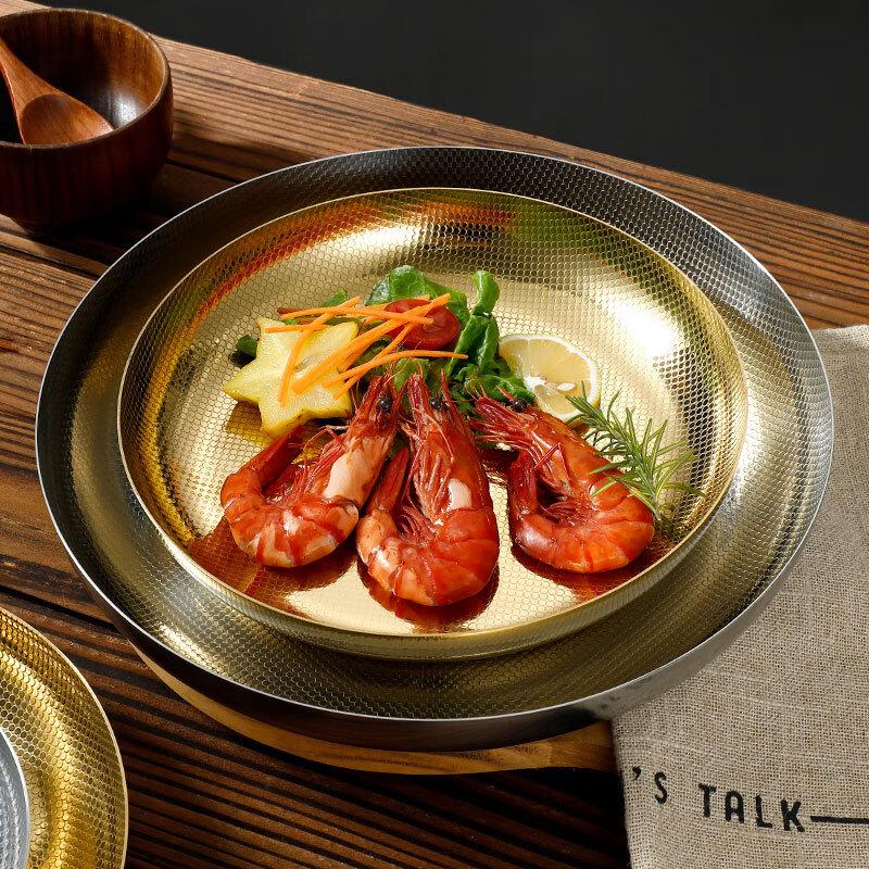 Hanlu Japanese Gold Stainless Steel Dinner Plate