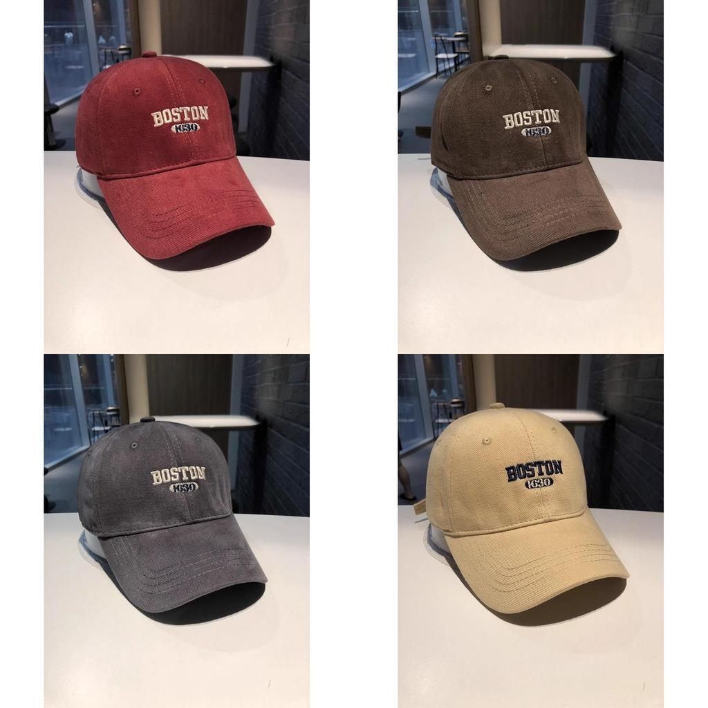 Boston Letter Embroidered Baseball Cap With Breathable Cotton For Casual Streetwear