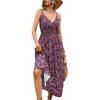 Women's Dresses Casual Elegant Floral Printed Strapless Stretch Belt V-Neck Dresses