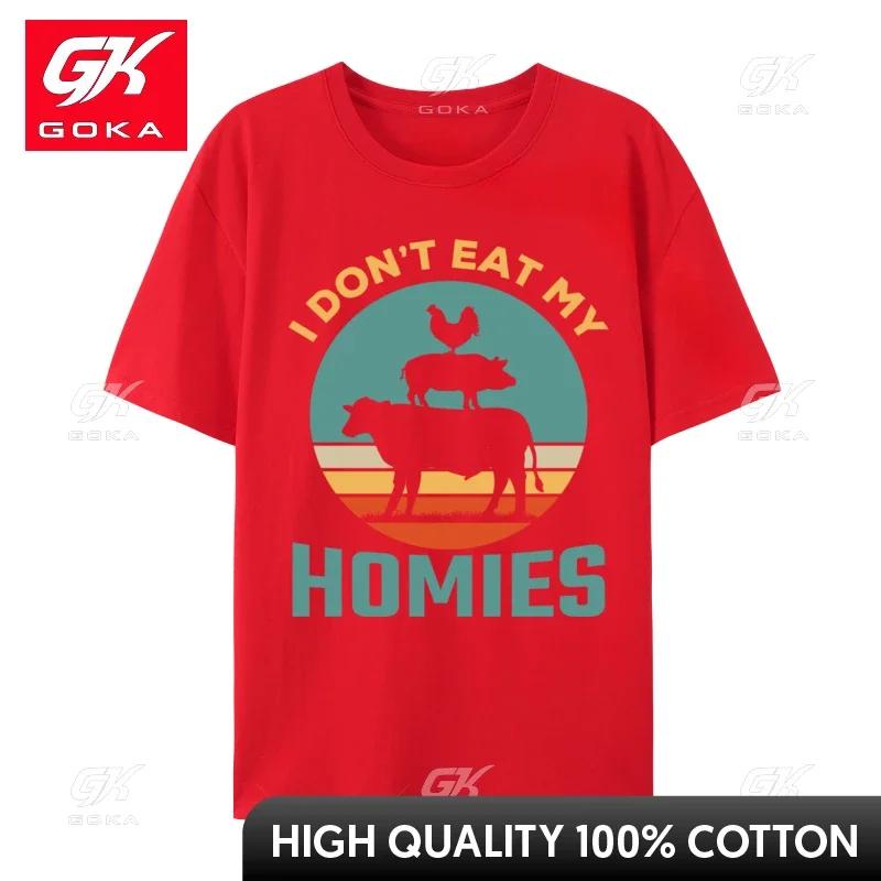 Vegetarian Don Eat My Homies Herbivore Plant Powered Vegan Custom Leisure Cotton Crew Neck Unisex Tees Group Tops Tees S