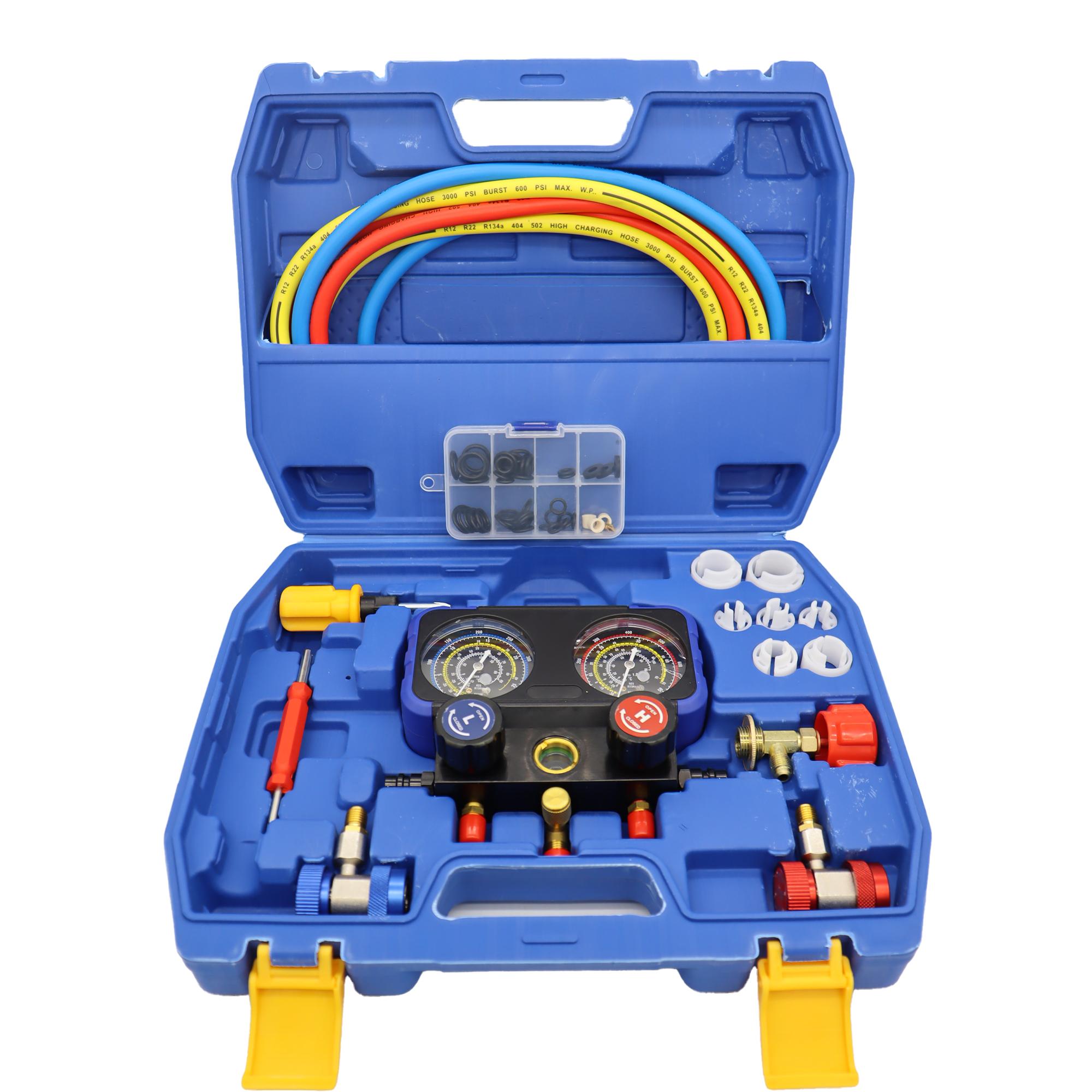 

Комплект для заправки и диагностики хладагента, 3-ходовой манометрический коллектор, хладагенты для кондиционеров R22, R134a, R410a, R32 коричневый