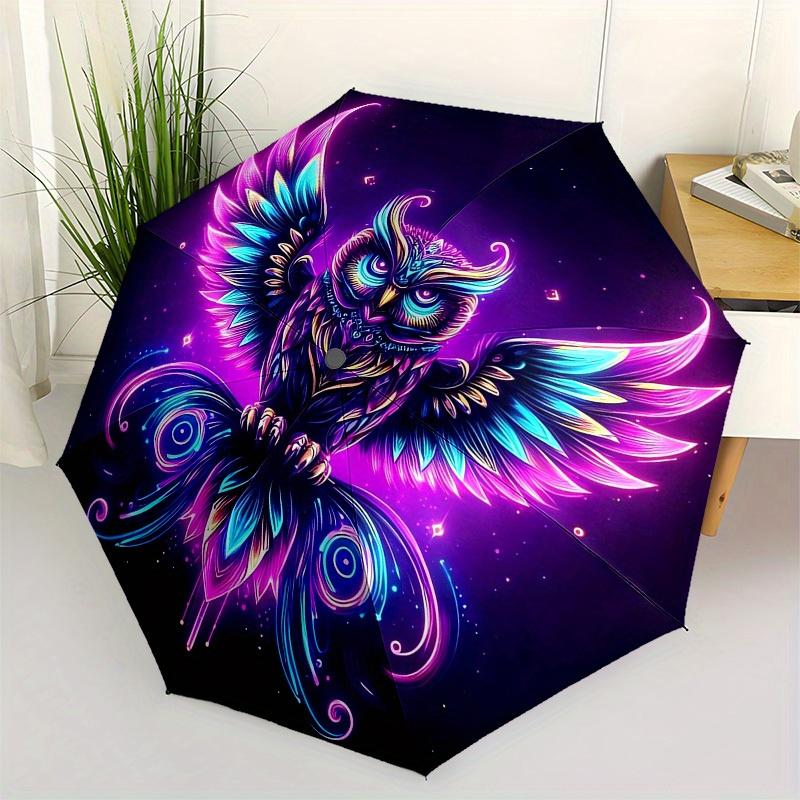 

1pc Neon Owl Artwork Umbrella with Plastic Handle,Suitable for All Seasons Home Travel Outdoor UmbrellaB1802