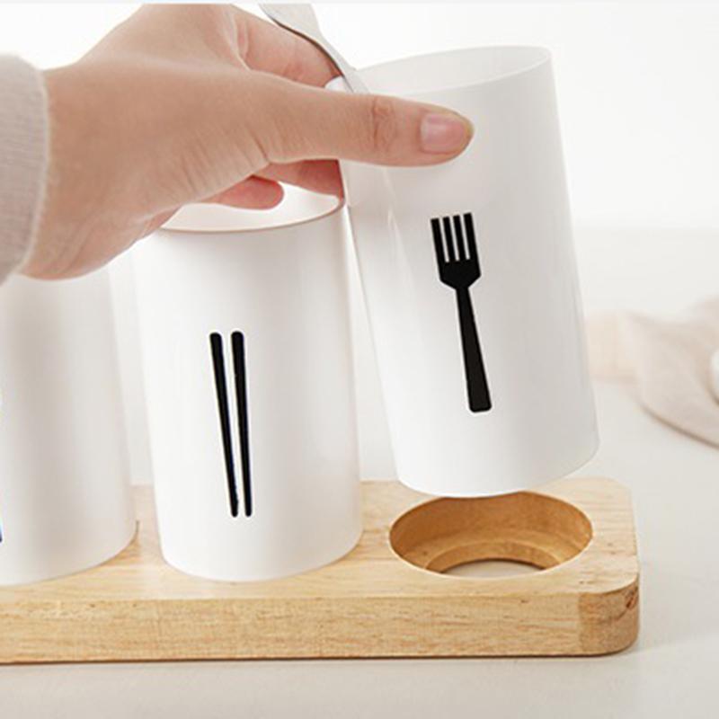 Kitchen Storage Holder Chopstick Rack Multifunctional Household Tableware Spoon Fork Drain Box Oak High-grade Organizer Rack