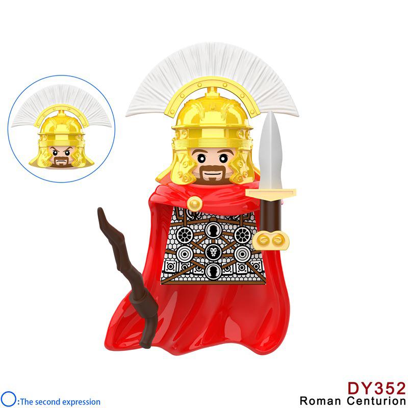 Medieval Military Rome Castle Figures Set Roman Soldiers Lion Bear Wolf Head Trumper Weapons Shield Building Blocks Bricks Toys