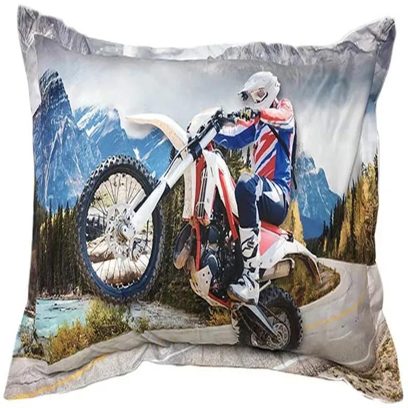 Dirt Bike Duvet Cover Set Motocross Racer for Kids Teens Extreme Sports Style Polyester Bedding Set Bedclothes Double Queen King