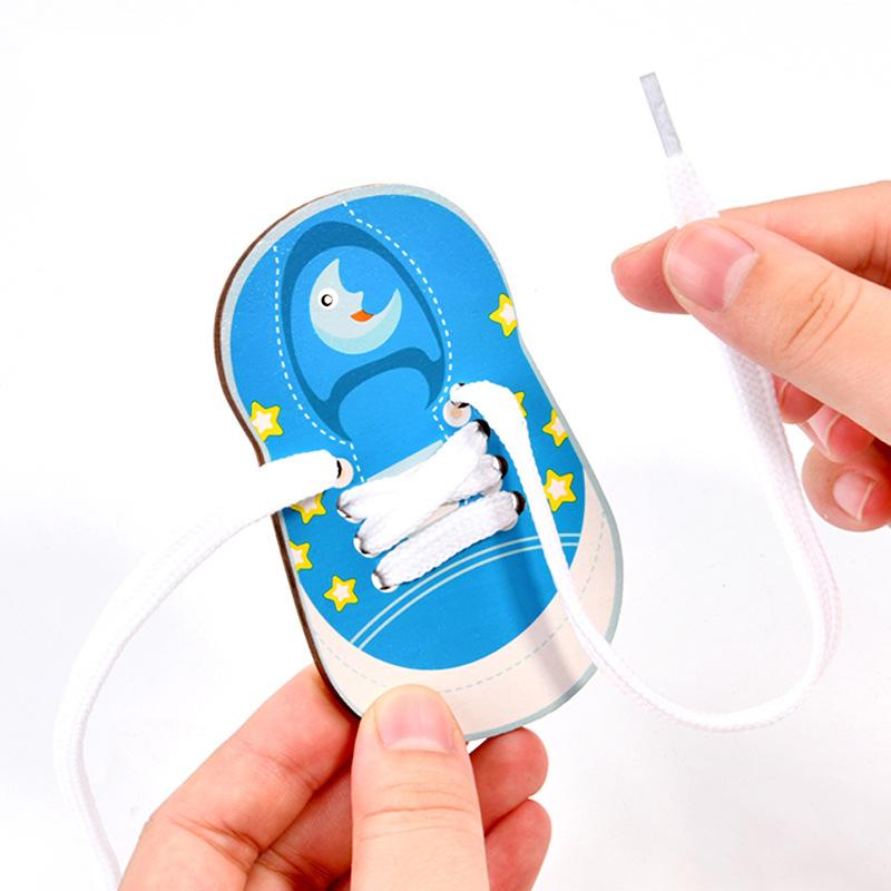 1Set Children's Fun Montessori Learn Basic Life Skills Teaching Aid Clothes Threading Button Sewing Board Game Educational Toys