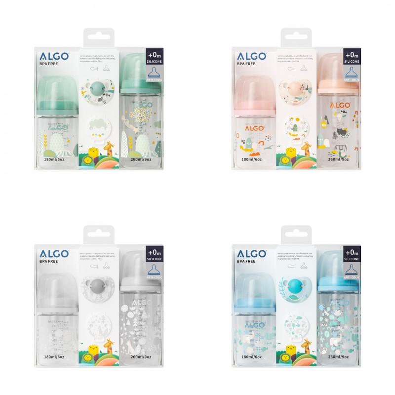ALGO Baby Bottle Set Wide Neck 4 Pcs Gift Box High Quality Infant Feeding Supplies