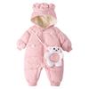 Youqi Baby Girls' Thickened Fleece-Lined Hooded Jumpsuit