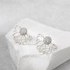 Silver Lotus Women's Stud Earrings Hollow Geometric Statement Small Earrings Rhinestone Tiny Ear Jewelry new