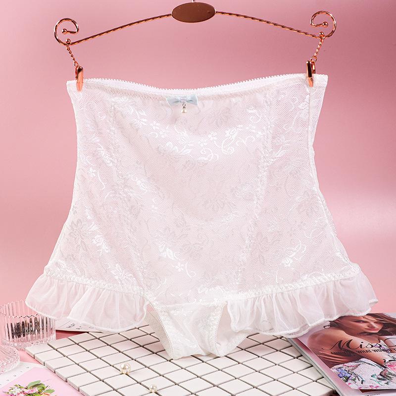 Dames Sexy Kant Veiligheidsshort Push Up Heupen Billen Buik Lichaamsvormer Slip Hoge Taille Buikcontrole Spoorloos Ademend Vrouwelijk L 50-60kg&1pc white