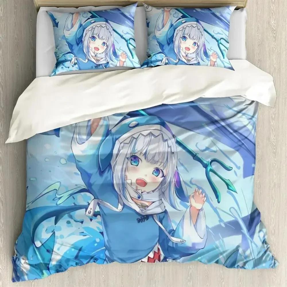 Anime Hololive EN Gawr Gura 3D Printed Bedding Set Duvet Covers Pillowcases Comforter Bedding Set Bedclothes Bed Linen