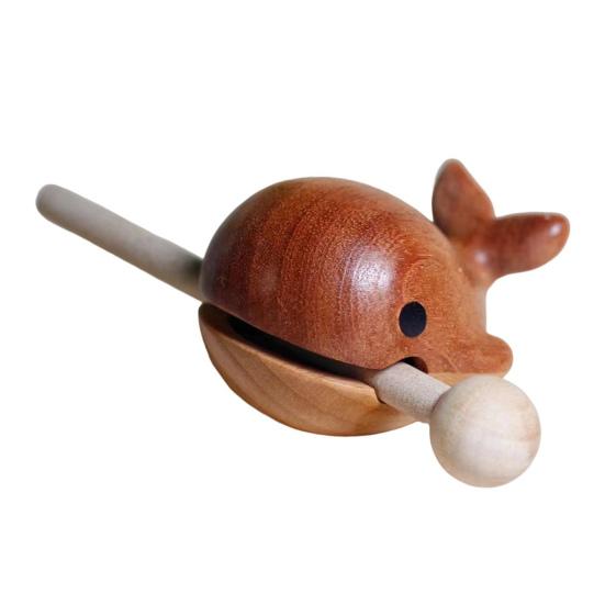 Whale Wooden Fish Toy With Mallet Stress Relief Animal Meditation Temple Block
