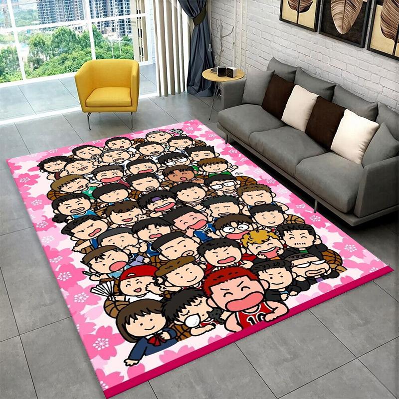 Retro Slam Dunk Basketball Anime Cartoon Carpet Rug for Bedroom Living Room Sofa Playroom Doormat Home Decor,Area Rug Non-slip