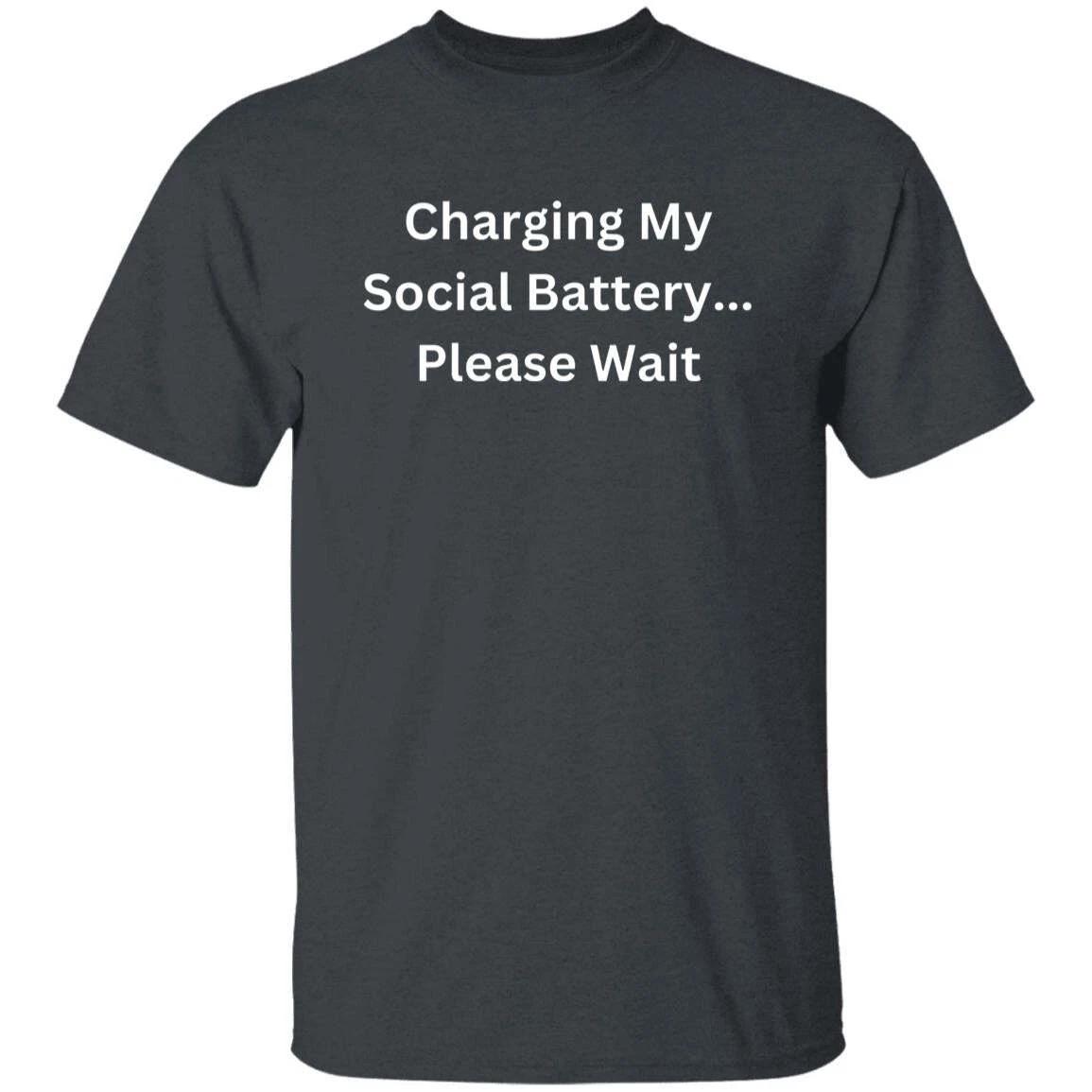 Introvert Unisex Tshirt Charging my social battery Black Dark Heather Navy S