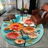 Dream Flower Art Daisy Rose Sunflower Cartoon Round Carpet Rug for Living Room Bedroom Kid Decor,Pet Area Rug Non-slip Floor Mat