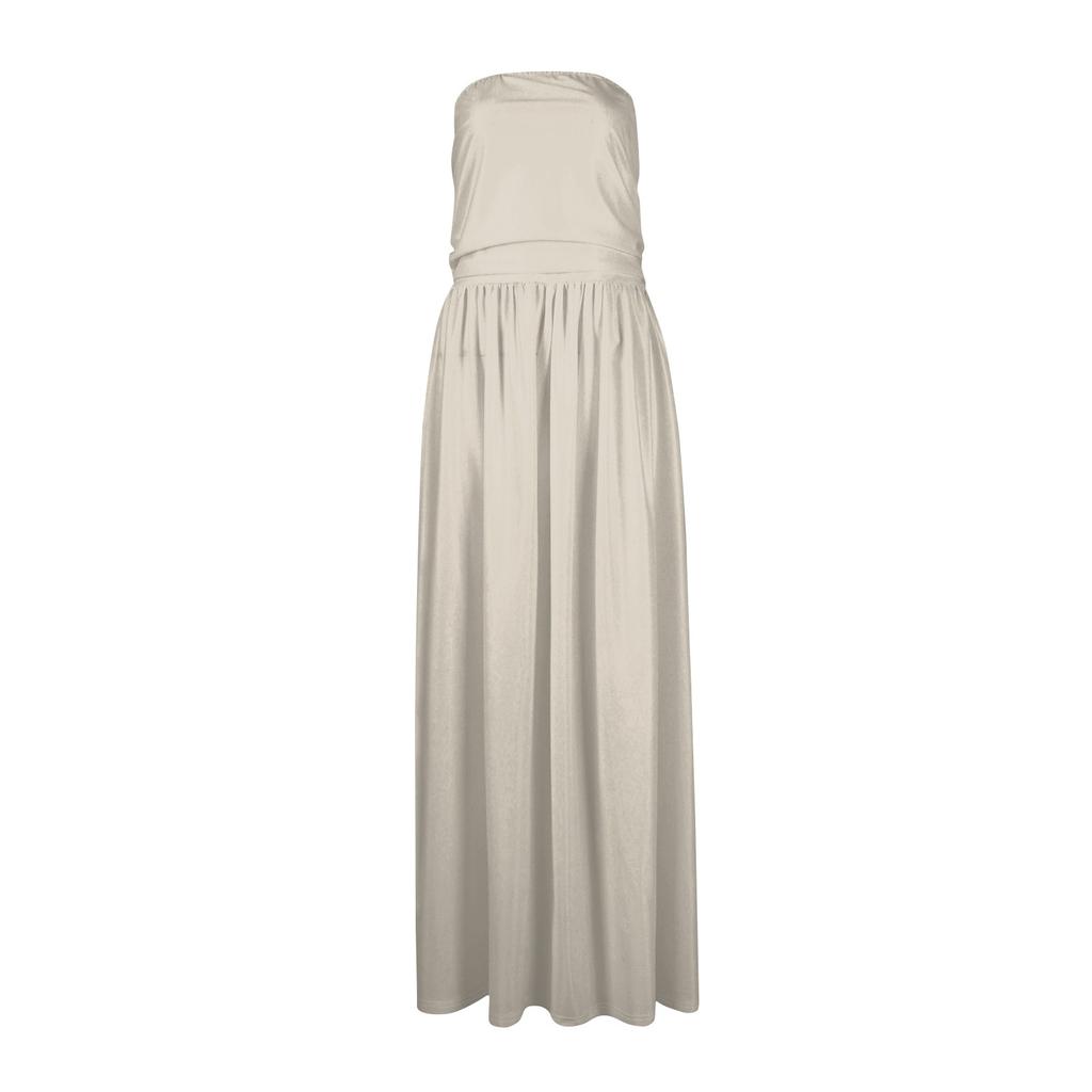 Women's Bohemian Floral Pleated Dress With Slim Fitting Temperament, Summer Strapless Beach Resort Dress