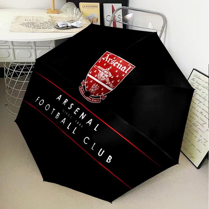 Arsenal Football Club Crest Automatic Folding Umbrella - 8-Rib Travel Umbrella with Auto Open/Close & Portable Gifts for Holidays or Birthdays