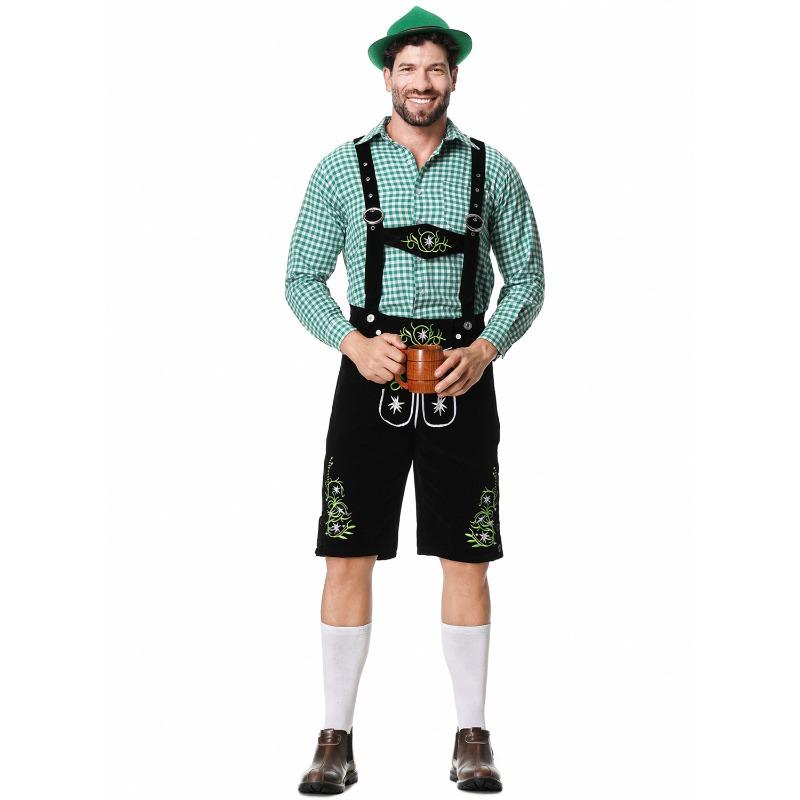 M-XXL Oktoberfest Costume Oktoberfest, Munich, Suspenders, Men's Plaid Suit Beer Party