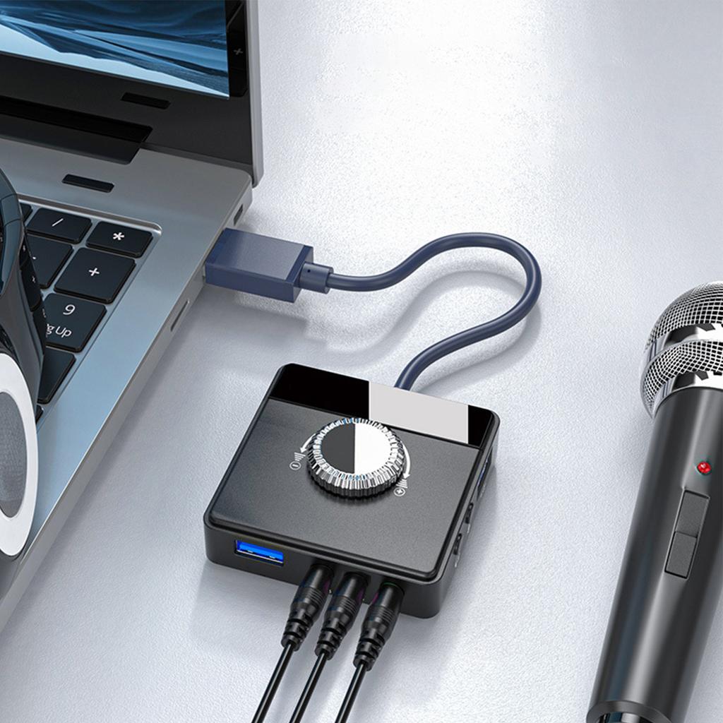 USB Sound Card Plug and Play External USB Sound Adapter with 3.5mm USB Interface Volume Control for PC Laptop