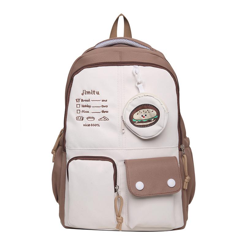

Summer New Large Capacity Letter Print Student Backpack Street Fashion Outdoor Double Shoulder Bag Single Bag коричневый