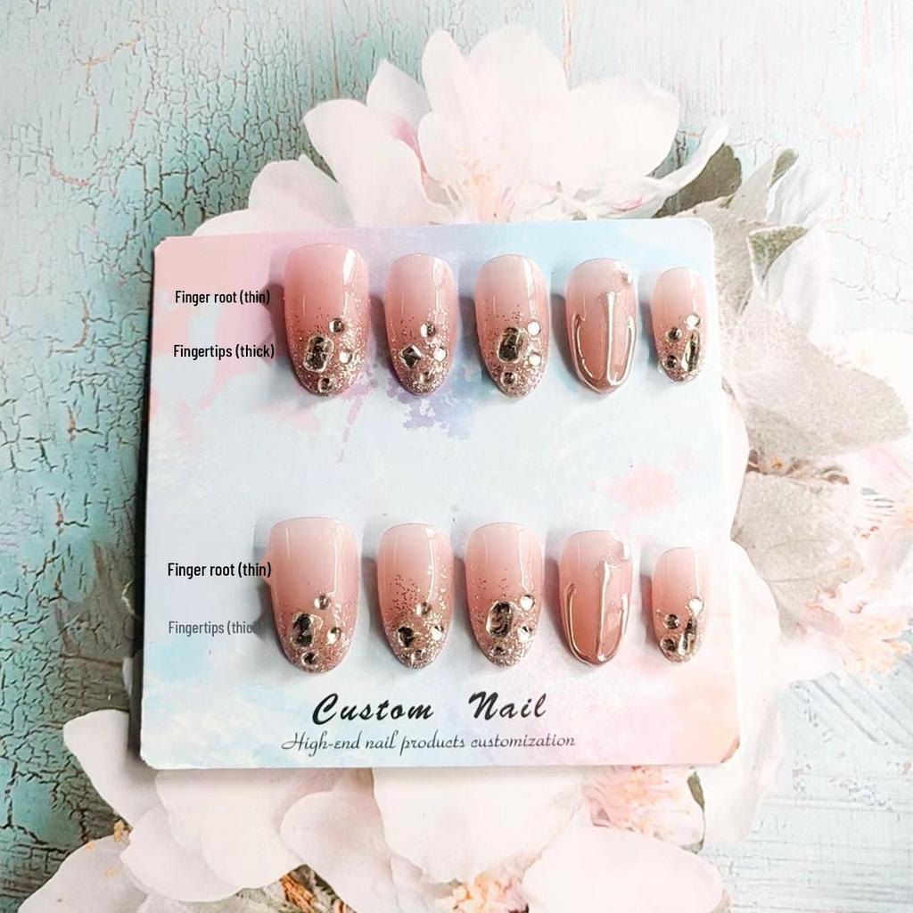 402-Glittering Stars Wearable Rhinestone Nail Art Stickers - Handmade Light Therapy False Nail Patches