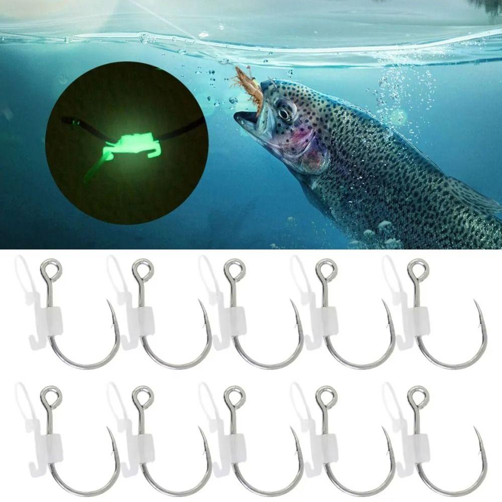 10Pcs High Strength Barbed Fishing Hook Heavy Duty Sea Bass Carbon Steel Hook  Live Bait