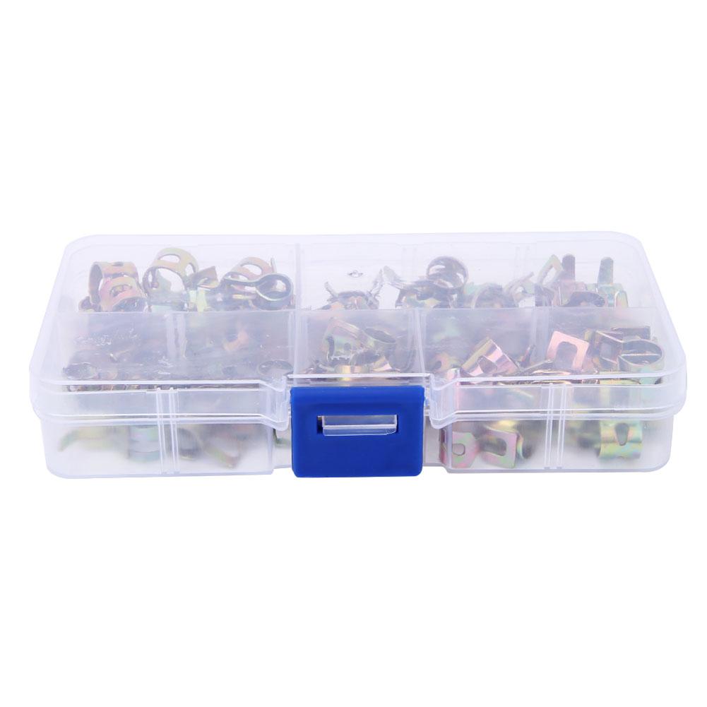 75PCS Hose Clamp 6mm7mm8mm9mm10mm Spring Hose Clips Pipe Fasteners Assortment Kit