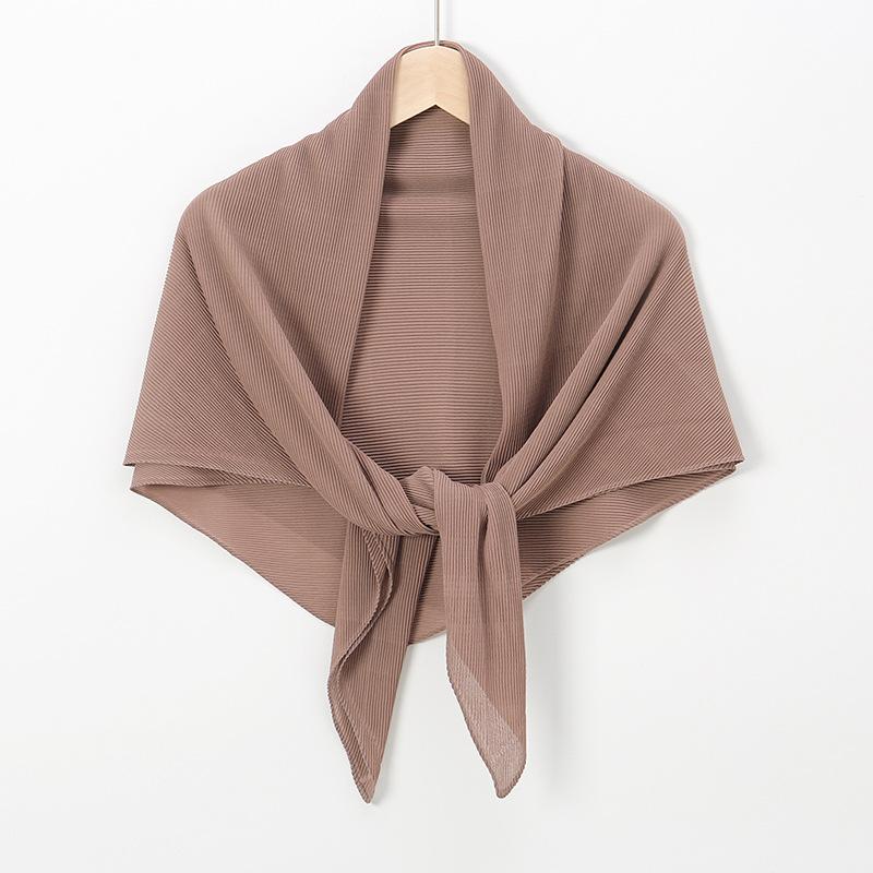 New hot-selling chiffon crumpled square scarf, solid color fashionable pleated shawl bag head multi-purpose yarn scarf