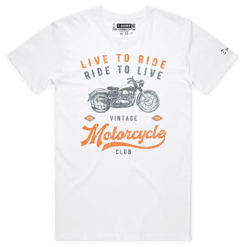 VOICEART Live To Ride Ride To Live Vintage Graphic T-Shirt for Bike Lovers