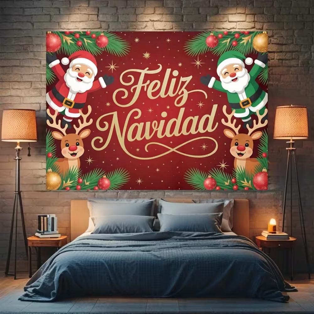 Latin Spanish Christmas party decor, "Feliz Navidad" photo backdrop, winter family banner supplies and more48