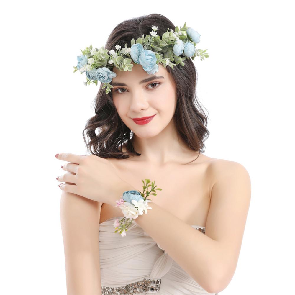 Forest Flower Crown Festival Wedding Floral Headpiece Trendy Flower Headbands  for Women Girls