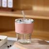 Tasse à café et à eau en verre isolant de haute qualité avec paille en bambou – Tasse de voyage portable et cadeau