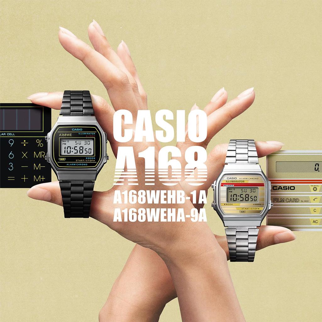 Casio Digital Vintage Series Heritage and Overseas Model Watch, Colors, A168WEHB-1A, Men's, Women's, Kids, Black, [Used]
