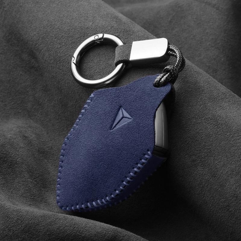 For Changan Deepal SL03 S07 G318 S05 Suede Leather Key Case Cover Full Package Keychain HandSewn Storage Bag Keychain Fob Holder