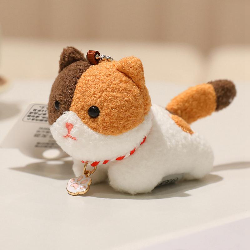 15cm Niedlicher Mini-Katzen-Plüschanhänger Schlüsselanhänger Cowboy Orange Schwarz Grau Weiß Kätzchen Taschen Hängende Dekoration Geburtstagsgeschenk 15cm orange